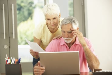 Couple looking at computer